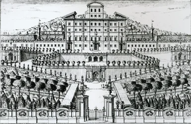 Blick auf die Villa Aldobrandini vom Garten